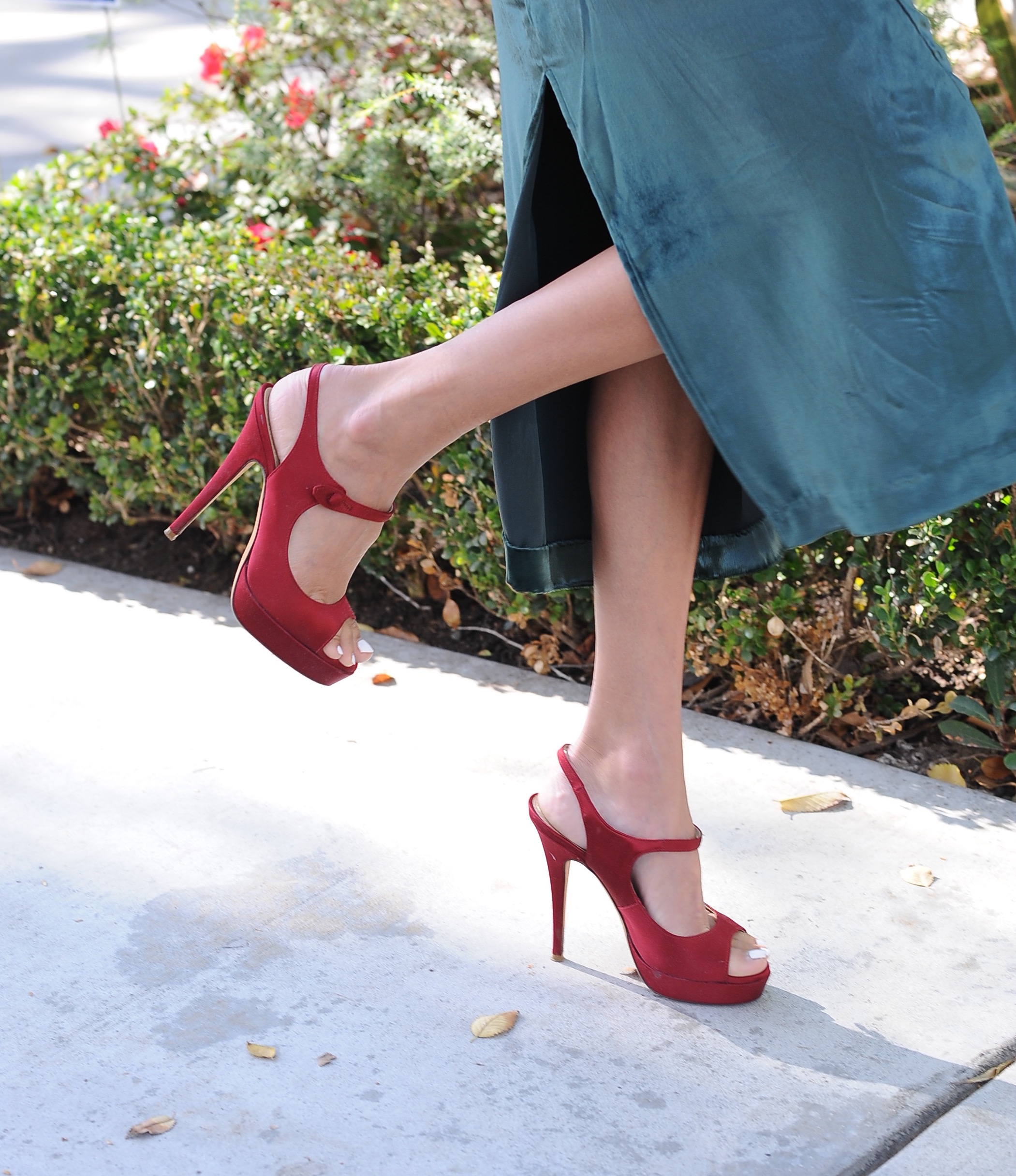 green and red heels